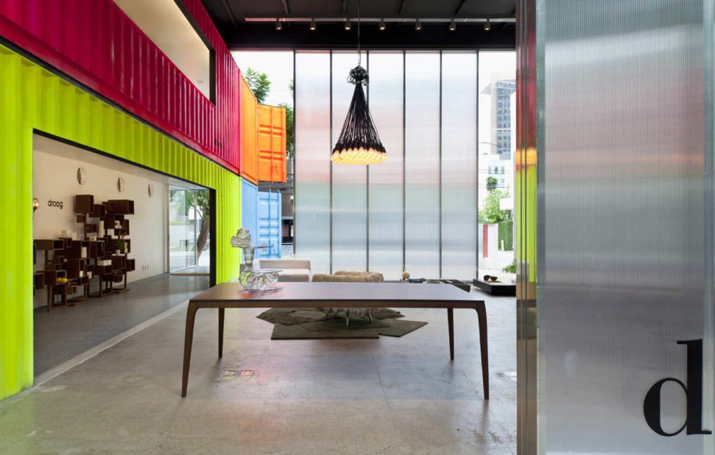 Colorful Shipping Containers for Wall and Rooms Inside of large warehouse